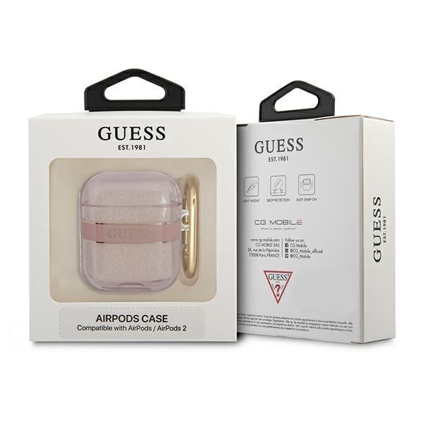 Guess  GUA2HHTSP AirPods 1/2 cover różowy/pink Strap Collection