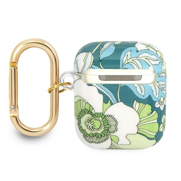 Guess GUA2HHFLN AirPods 1/2 cover zielony/green Flower Strap Collection
