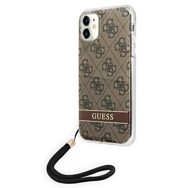 Guess GUOHCN61H4STW iPhone 11 brązowy/brown hardcase 4G Print Strap
