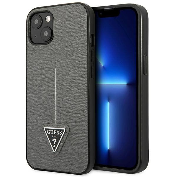 Guess GUHCP13SPSATLG iPhone 13 mini 5,4&quot; srebrny/silver hardcase SaffianoTriangle Logo