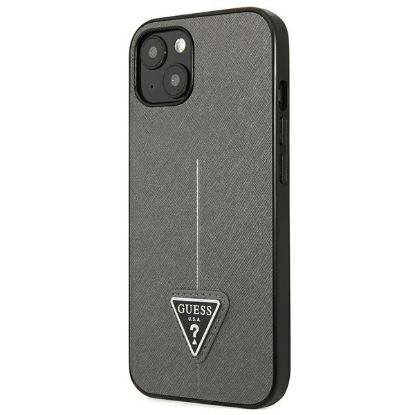 Guess GUHCP13SPSATLG iPhone 13 mini 5,4&quot; srebrny/silver hardcase SaffianoTriangle Logo