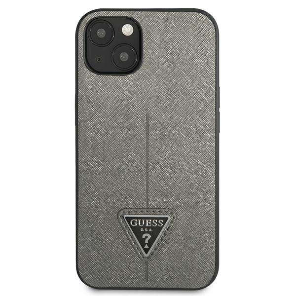 Guess GUHCP13SPSATLG iPhone 13 mini 5,4&quot; srebrny/silver hardcase SaffianoTriangle Logo