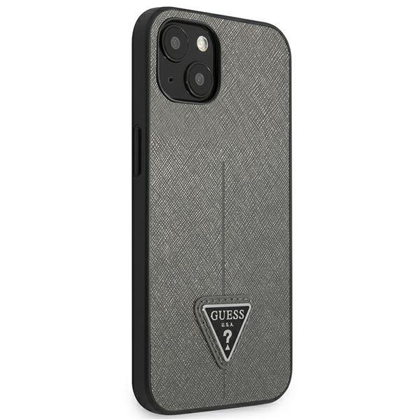 Guess GUHCP13SPSATLG iPhone 13 mini 5,4&quot; srebrny/silver hardcase SaffianoTriangle Logo