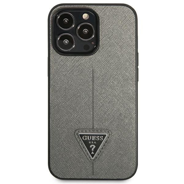 Guess GUHCP13XPSATLG iPhone 13 Pro Max 6,7&quot; srebrny/silver hardcase SaffianoTriangle Logo