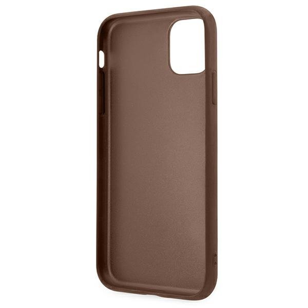 Guess GUHCN61G4GFBR iPhone 11 / Xr 6,1&quot;brązowy/brown hard case 4G Metal Gold Logo