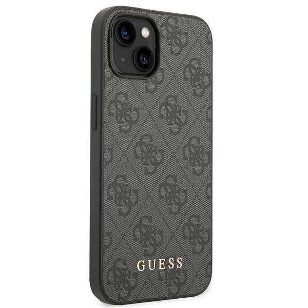 Guess GUHCP14SG4GFGR iPhone 14 / 15 / 13 6.1&quot; szary/grey hard case 4G Metal Gold Logo