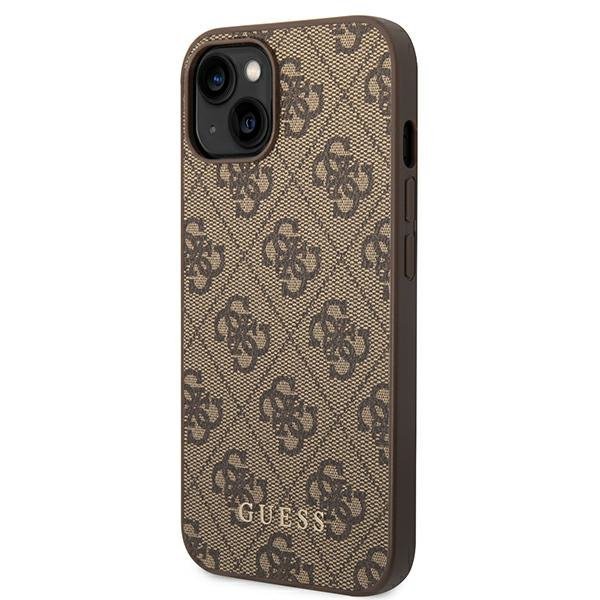 Guess GUHCP14MG4GFBR iPhone 14 Plus / 15 Plus 6.7&quot; brązowy/brown hard case 4G Metal Gold Logo