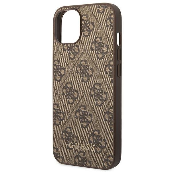 Guess GUHCP14MG4GFBR iPhone 14 Plus / 15 Plus 6.7&quot; brązowy/brown hard case 4G Metal Gold Logo