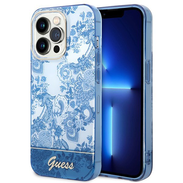 Guess GUHCP14XHGPLHB iPhone 14 Pro Max 6,7&quot; niebieski/blue hardcase Porcelain Collection