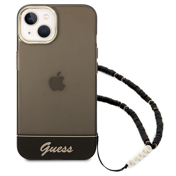 Guess GUHCP14SHGCOHK iPhone 14 / 15 / 13 6.1" czarny/black hardcase Translucent Pearl Strap