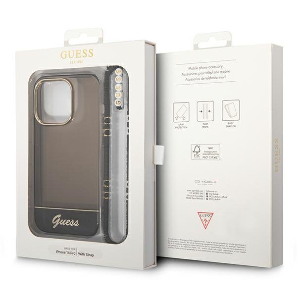 Guess GUHCP14LHGCOHK iPhone 14 Pro6,1&quot; czarny/black hardcase Translucent Pearl Strap