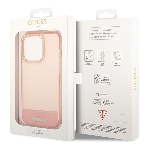 Guess GUHCP14XHGCOP iPhone 14 Pro Max 6,7&quot; różowy/pink hardcase Translucent