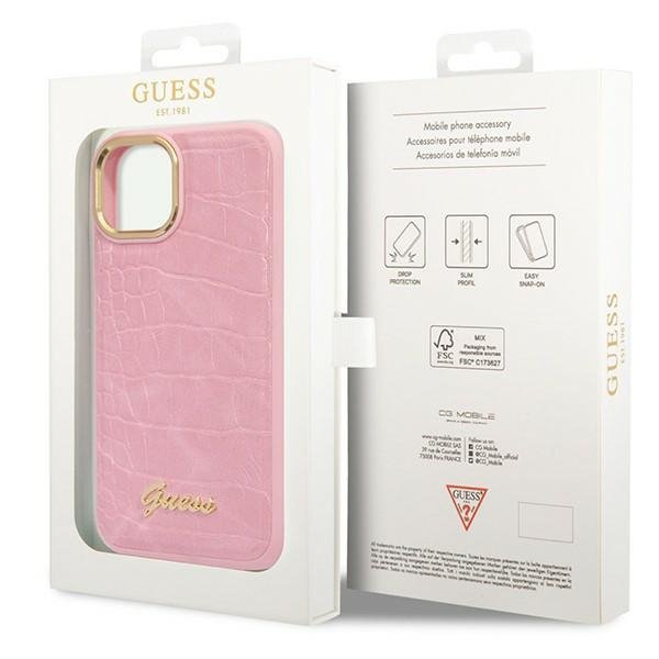 Guess GUHCP14MHGCRHP iPhone 14 Plus / 15 Plus 6.7&quot; różowy/pink hardcase Croco Collection