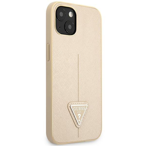 Guess GUHCP14MPSATLE iPhone 14 Plus / 15 Plus 6.7&quot; beżowy/beige hardcase SaffianoTriangle Logo