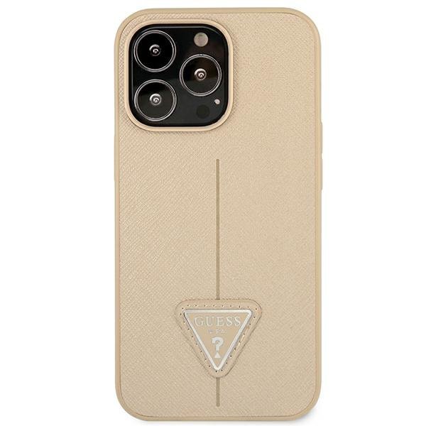 Guess GUHCP14LPSATLE iPhone 14 Pro 6,1&quot; beżowy/beige hardcase SaffianoTriangle Logo