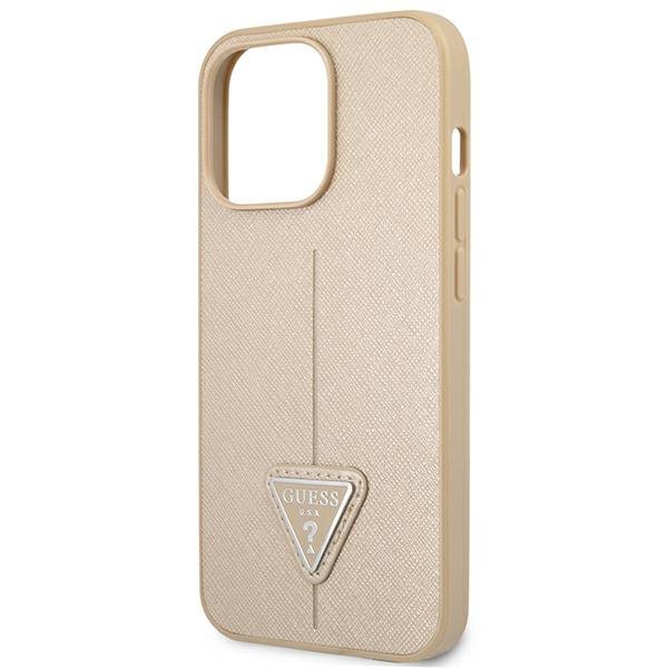 Guess GUHCP14LPSATLE iPhone 14 Pro 6,1&quot; beżowy/beige hardcase SaffianoTriangle Logo