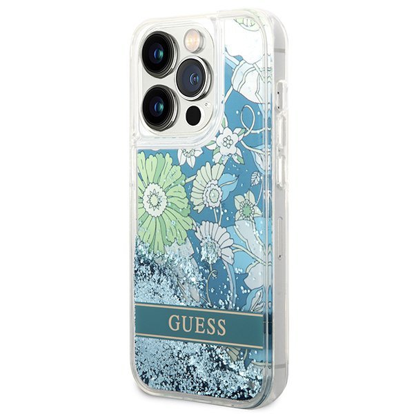 Guess GUHCP14LLFLSN iPhone 14 Pro 6,1&quot; zielony/green hardcase Flower Liquid Glitter