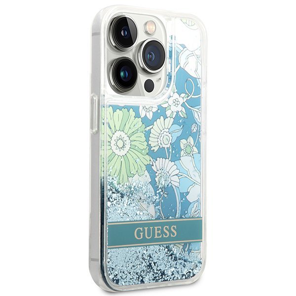 Guess GUHCP14XLFLSN iPhone 14 Pro Max 6,7&quot; zielony/green hardcase Flower Liquid Glitter