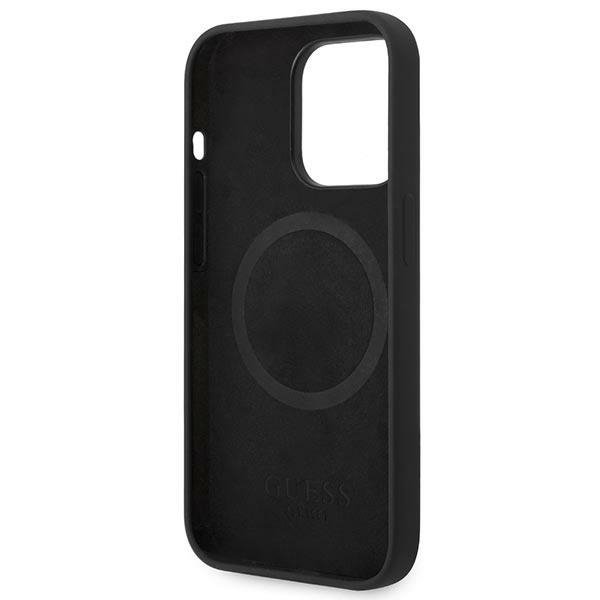 Guess GUHMP14LSBPLK iPhone 14 Pro 6,1&quot; czarny/black hard case Silicone Logo Plate MagSafe
