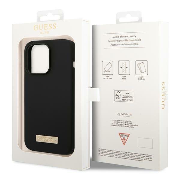 Guess GUHMP14XSBPLK iPhone 14 Pro Max6,7&quot; czarny/black hard case Silicone Logo Plate MagSafe