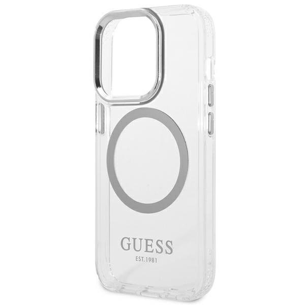 Guess GUHMP14LHTRMS iPhone 14 Pro 6,1&quot; srebrny/silver hard case Metal Outline Magsafe