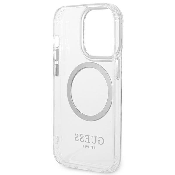 Guess GUHMP14LHTRMS iPhone 14 Pro 6,1&quot; srebrny/silver hard case Metal Outline Magsafe