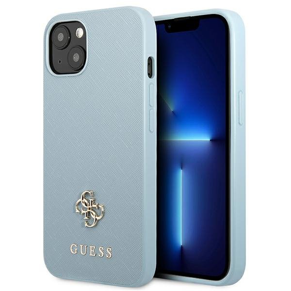 Guess GUHCP13MPS4MB iPhone 13 / 14 / 15 6.1&quot; niebieski/blue hardcase Saffiano 4G Small Metal Logo