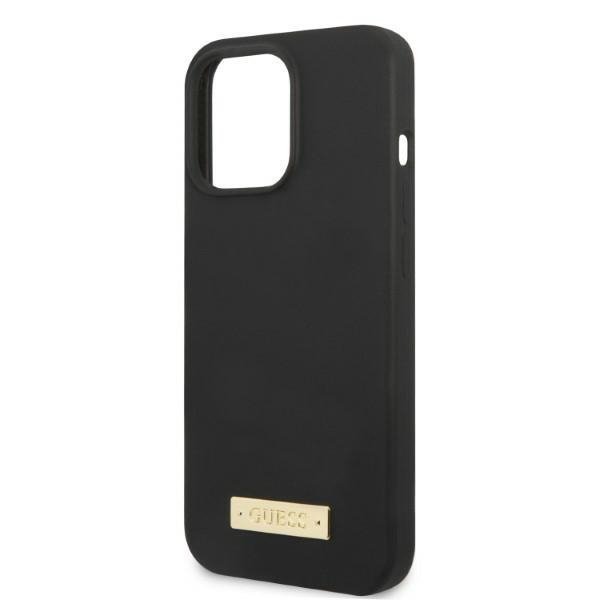 Guess GUHMP13LSPLK iPhone 13 Pro / 13 6,1&quot; czarny/black hard case Silicone Logo Plate MagSafe