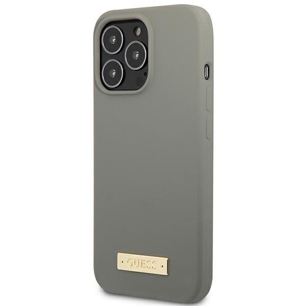 Guess GUHMP13XSPLG iPhone 13 Pro Max 6,7&quot; szary/grey hard case Silicone Logo Plate MagSafe
