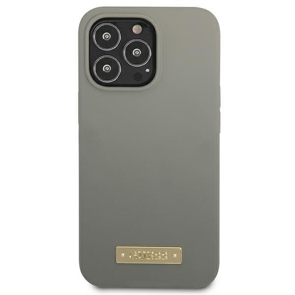 Guess GUHMP13XSPLG iPhone 13 Pro Max 6,7&quot; szary/grey hard case Silicone Logo Plate MagSafe