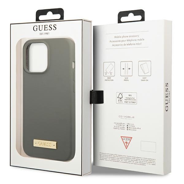 Guess GUHMP13XSPLG iPhone 13 Pro Max 6,7&quot; szary/grey hard case Silicone Logo Plate MagSafe