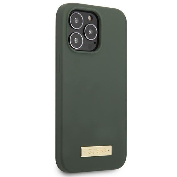 Guess GUHMP13LSPLA iPhone 13 Pro / 13 6,1&quot; zielony/khaki hard case Silicone Logo Plate MagSafe