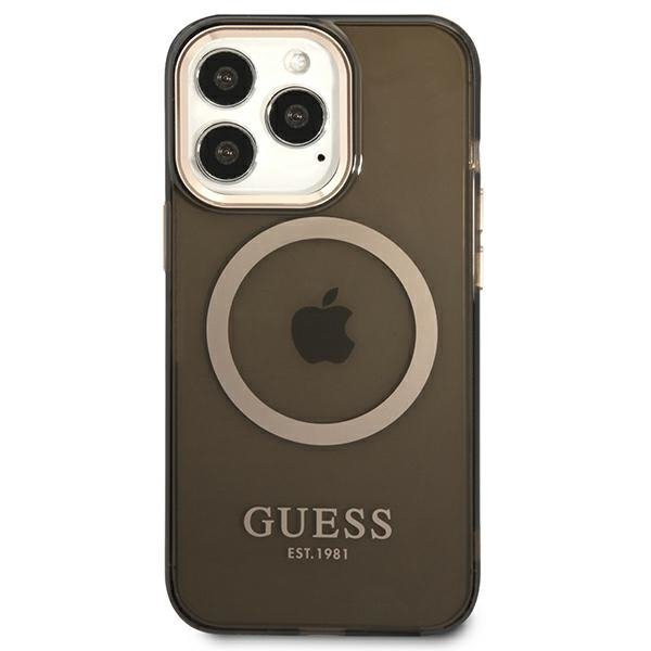 Guess GUHMP13XHTCMK iPhone 13 Pro Max 6,7&quot; czarny/black hard case Gold Outline Translucent MagSafe