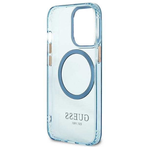 Guess GUHMP13XHTCMB iPhone 13 Pro Max6,7&quot; niebieski/blue hard case Gold Outline Translucent MagSafe