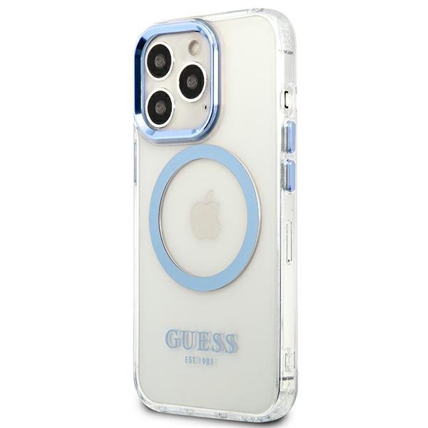 Guess GUHMP13LHTRMB iPhone 13 Pro / 13 6,1&quot; niebieski/blue hard case Metal Outline Magsafe