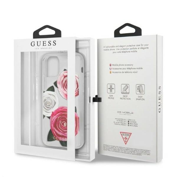 Guess GUHCN58ROSTRT iPhone 11 Protransparent hardcase Flower Desire Pink & White Rose