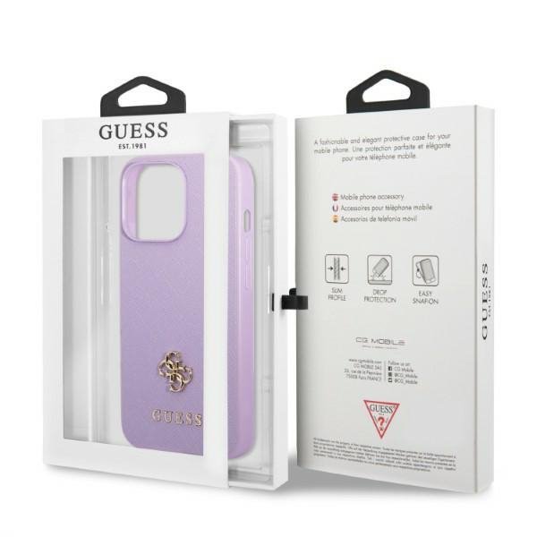 Guess GUHCP13LPS4MU iPhone 13 Pro / 13 6,1&quot; purpurowy/purple hardcase Saffiano 4G Small Metal Logo