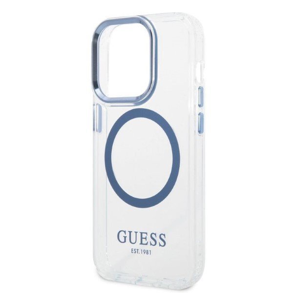 Guess GUHMP14LHTRMB iPhone 14 Pro 6,1&quot; niebieski/blue hard case Metal Outline Magsafe