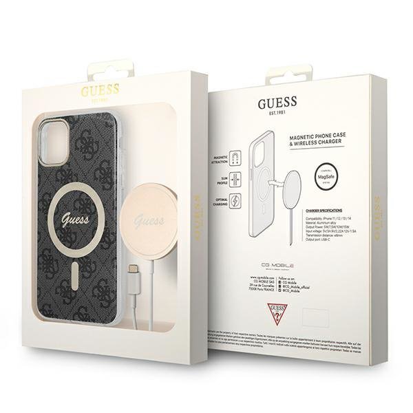 Zestaw Guess GUBPN61H4EACSK Case+Charger iPhone 11 6,1&quot; czarny/black hard case 4G Print MagSafe