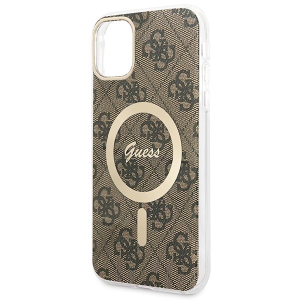 Zestaw Guess GUBPN61H4EACSW Case+Charger iPhone 11 6,1&quot; brązowy/brown hard case 4G Print MagSafe