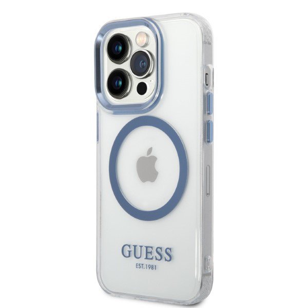 Guess GUHMP14XHTRMB iPhone 14 Pro Max 6,7&quot; niebieski/blue hard case Metal Outline Magsafe