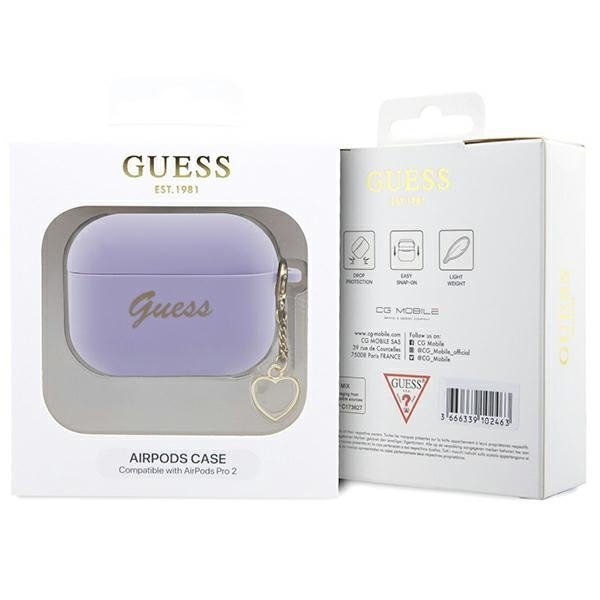 Guess GUAP2LSCHSU AirPods Pro 2 (2022/2023) cover purpurowy/purple Silicone Charm Heart Collection
