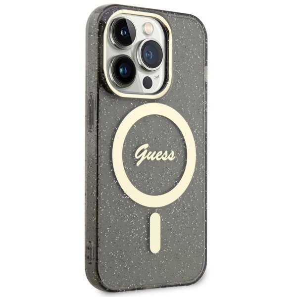 Guess GUHMP14XHCMCGK iPhone 14 Pro Max 6.7&quot; czarny/black hardcase Glitter Gold MagSafe