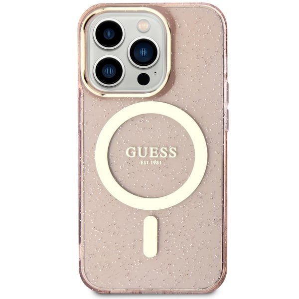 Guess GUHMP14LHCMCGP iPhone 14 Pro 6.1&quot; różowy/pink hardcase Glitter Gold MagSafe