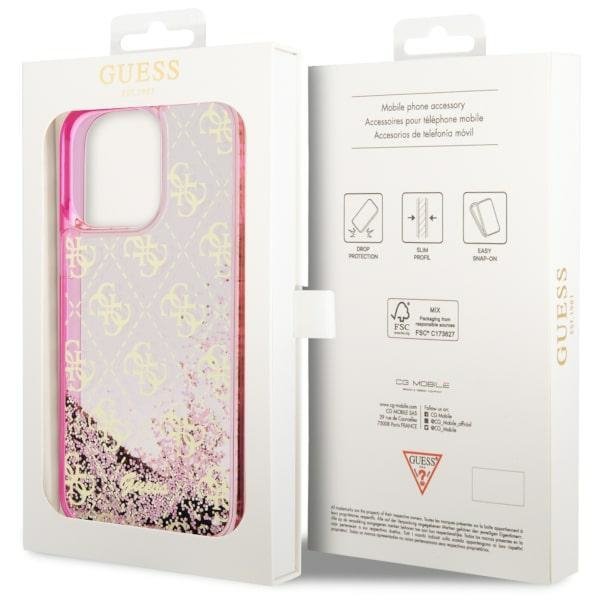 Guess GUHCP14XLC4PSGP iPhone 14 Pro Max 6.7&quot; różowy/pink hardcase Liquid Glitter 4G Transculent
