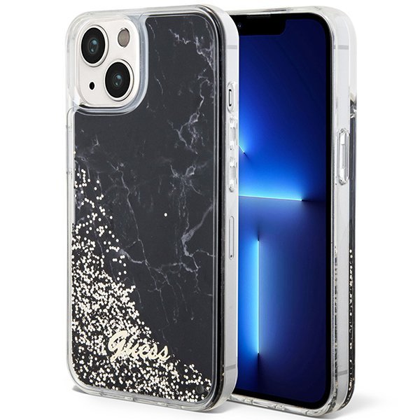 Guess GUHCP14SLCSGSGK iPhone 14 / 15 / 13 6.1&quot; czarny/black hardcase Liquid Glitter Marble