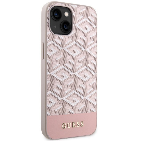 Guess GUHMP14SHGCFSEP iPhone 14 / 15 / 13 6.1&quot; różowy/pink hard case GCube Stripes MagSafe