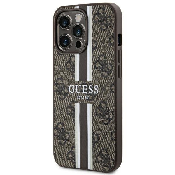 Guess GUHMP13LP4RPSW iPhone 13 Pro / 13 6.1&quot; brązowy/brown hardcase 4G Printed Stripes MagSafe