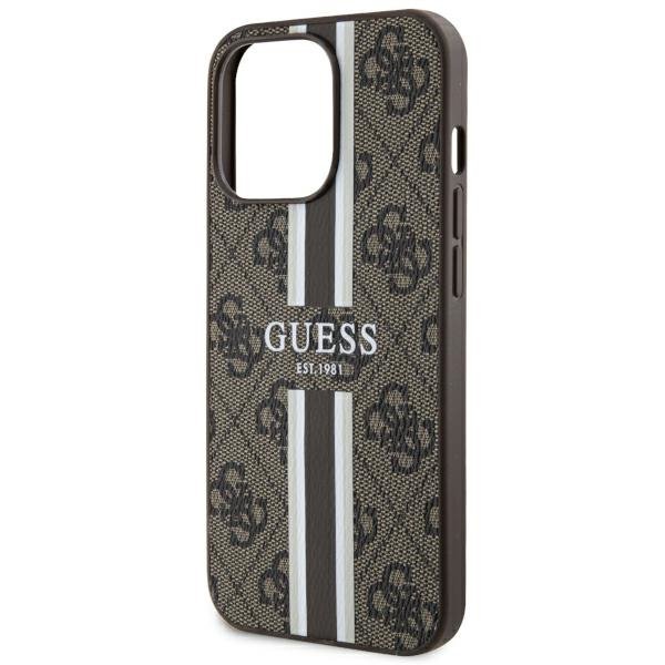 Guess GUHMP13LP4RPSW iPhone 13 Pro / 13 6.1&quot; brązowy/brown hardcase 4G Printed Stripes MagSafe
