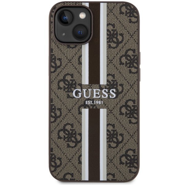 Guess GUHMP14MP4RPSW iPhone 14 Plus / 15 Plus 6.7&quot; brązowy/brown hardcase 4G Printed Stripes MagSafe